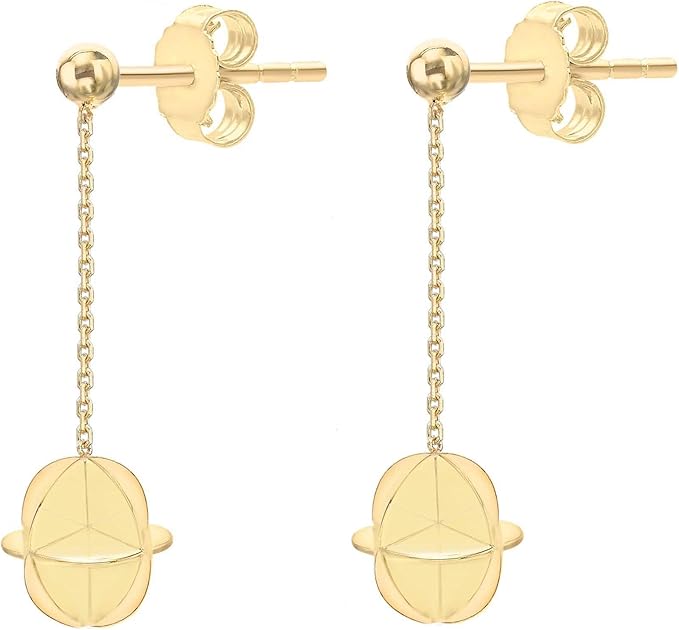 9ct Yellow Gold Origami Orb Chain Drop Earrings