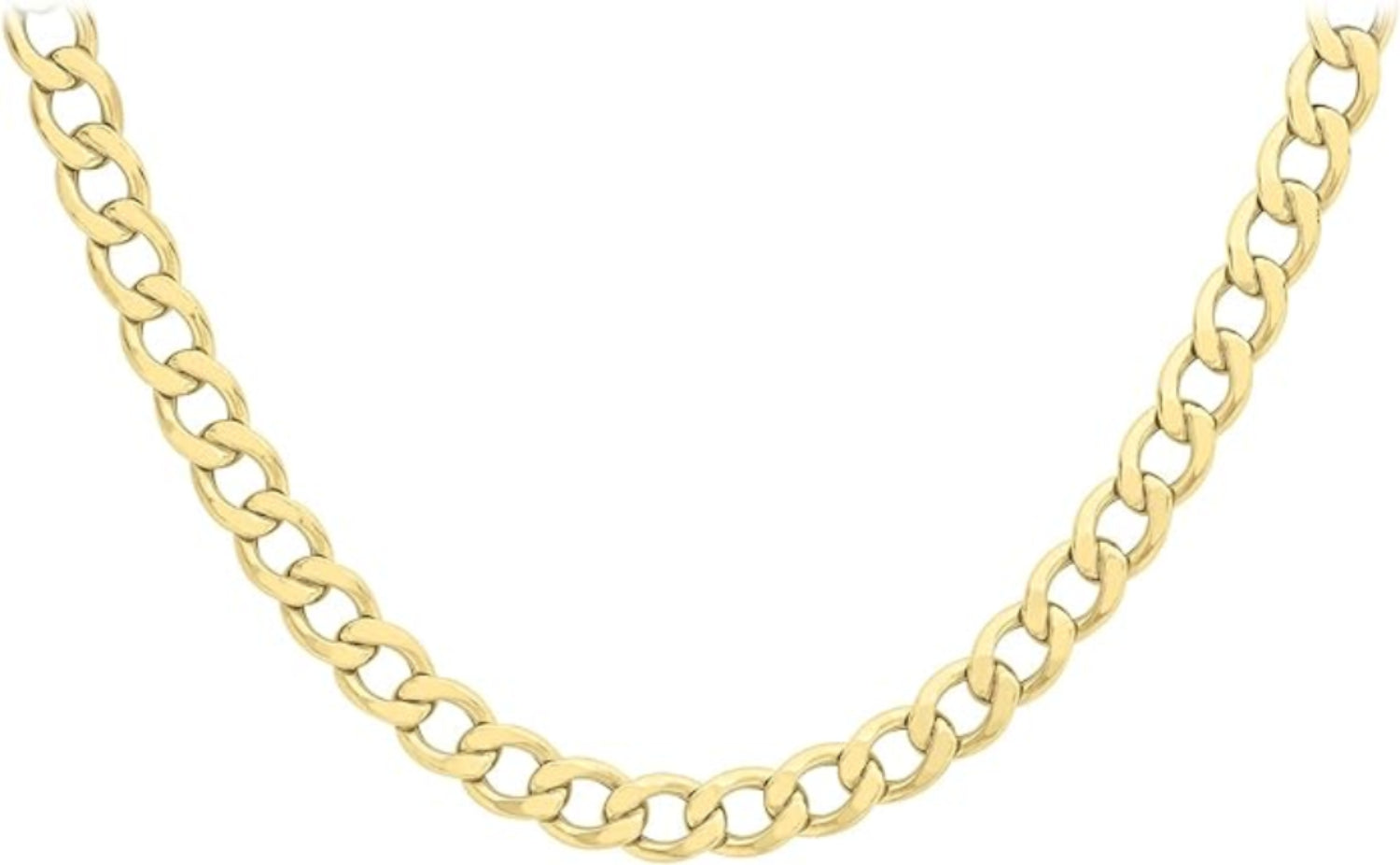 9ct Yellow Gold 200 Large Spring Ring Flat Curb Chain