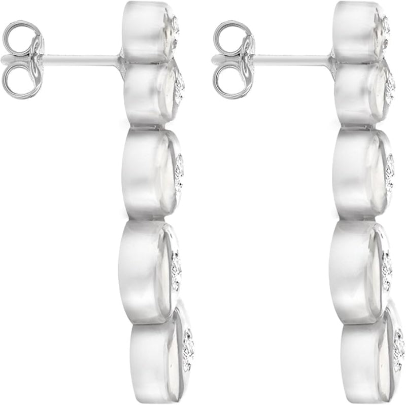 9ct White Gold 0.12ct Five Stone Diamond Doughnut Drop Earrings