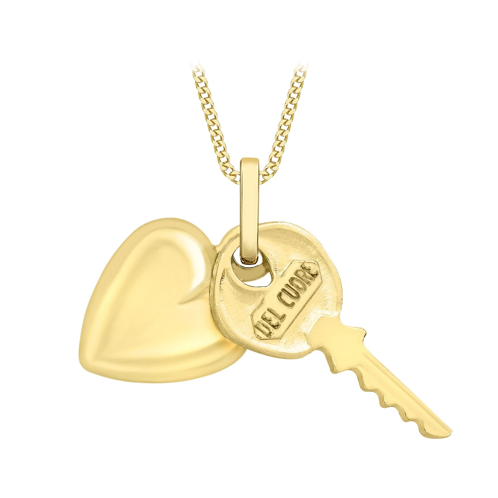 9ct Yellow Gold Heart Del Cuore Key Pendant