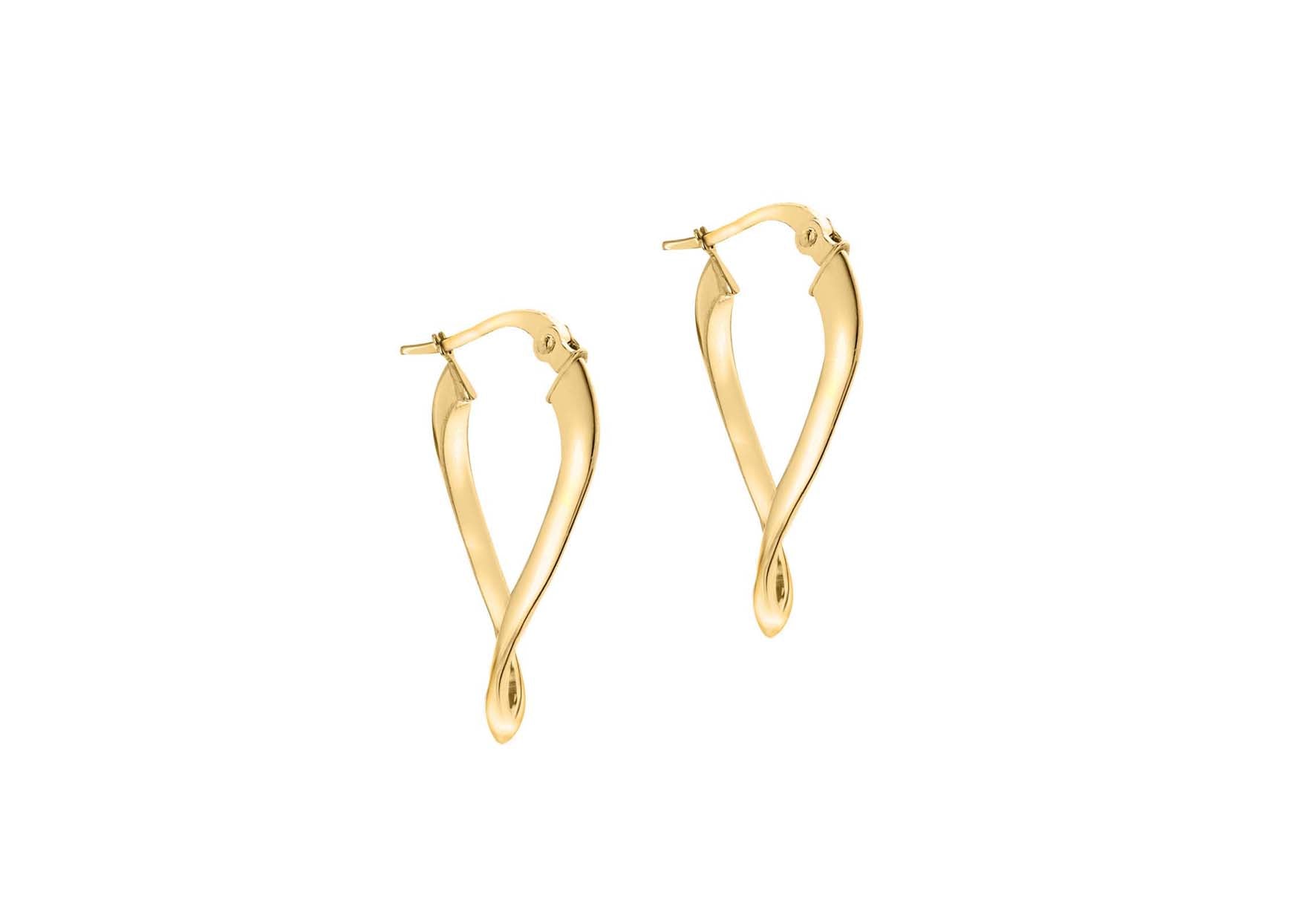 9ct Yellow Gold Infinity Twist Hoop Earrings.