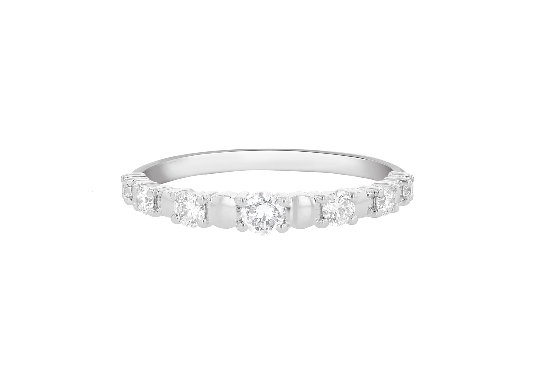 18ct White Gold 0.35ct Diamond Alternating Half-Eternity Ring
