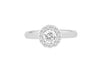 18ct White Gold 0.66ct Diamond Halo Shoulder Ring