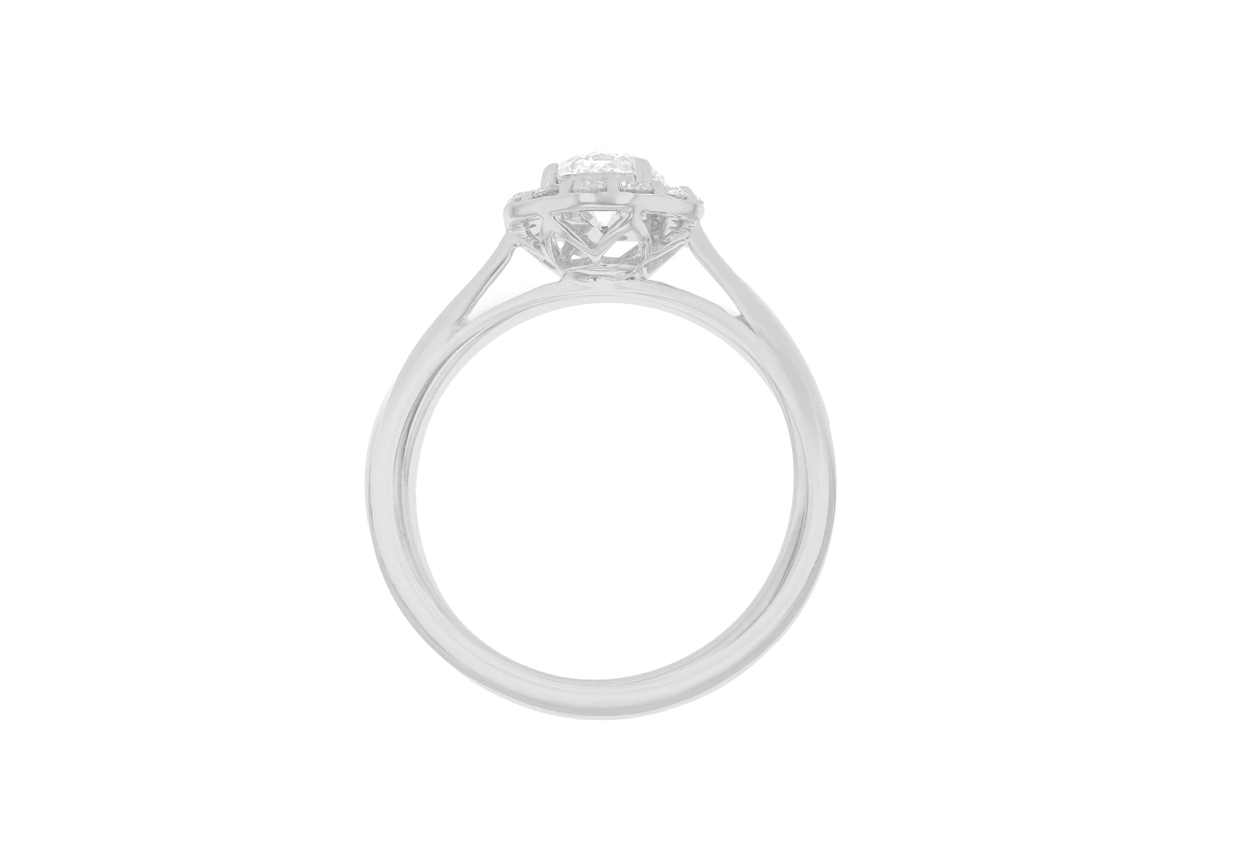 18ct White Gold 0.66ct Diamond Halo Shoulder Ring