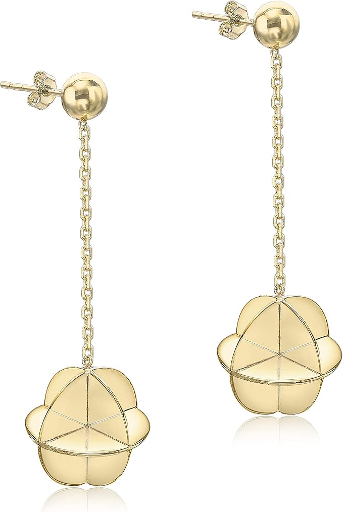 9ct Yellow Gold Origami Orb Chain Drop Earrings