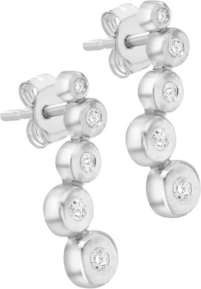 9ct White Gold 0.12ct Five Stone Diamond Doughnut Drop Earrings