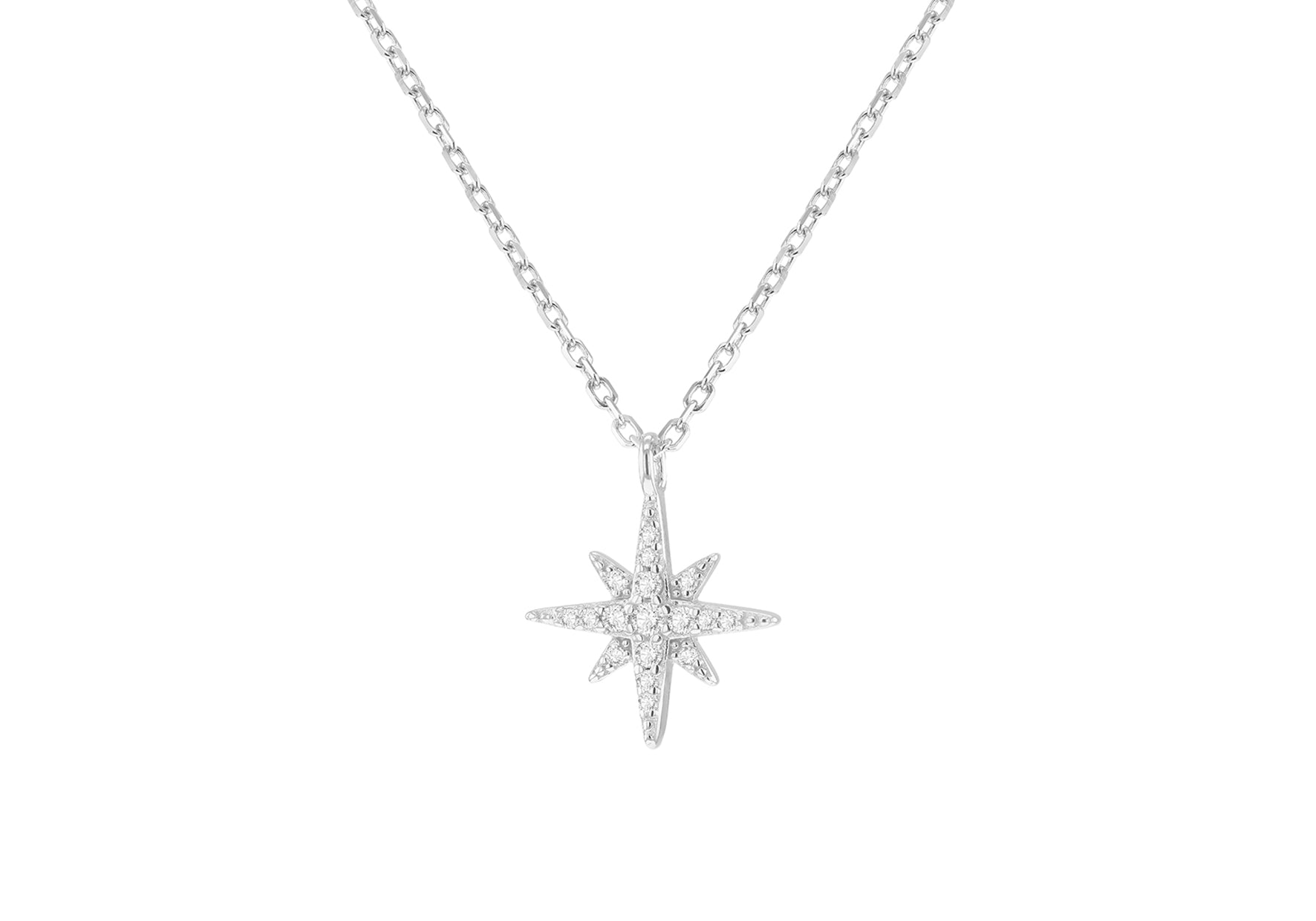 Sterling Silver Rhodium Plated White Zirconia Pendant Necklace