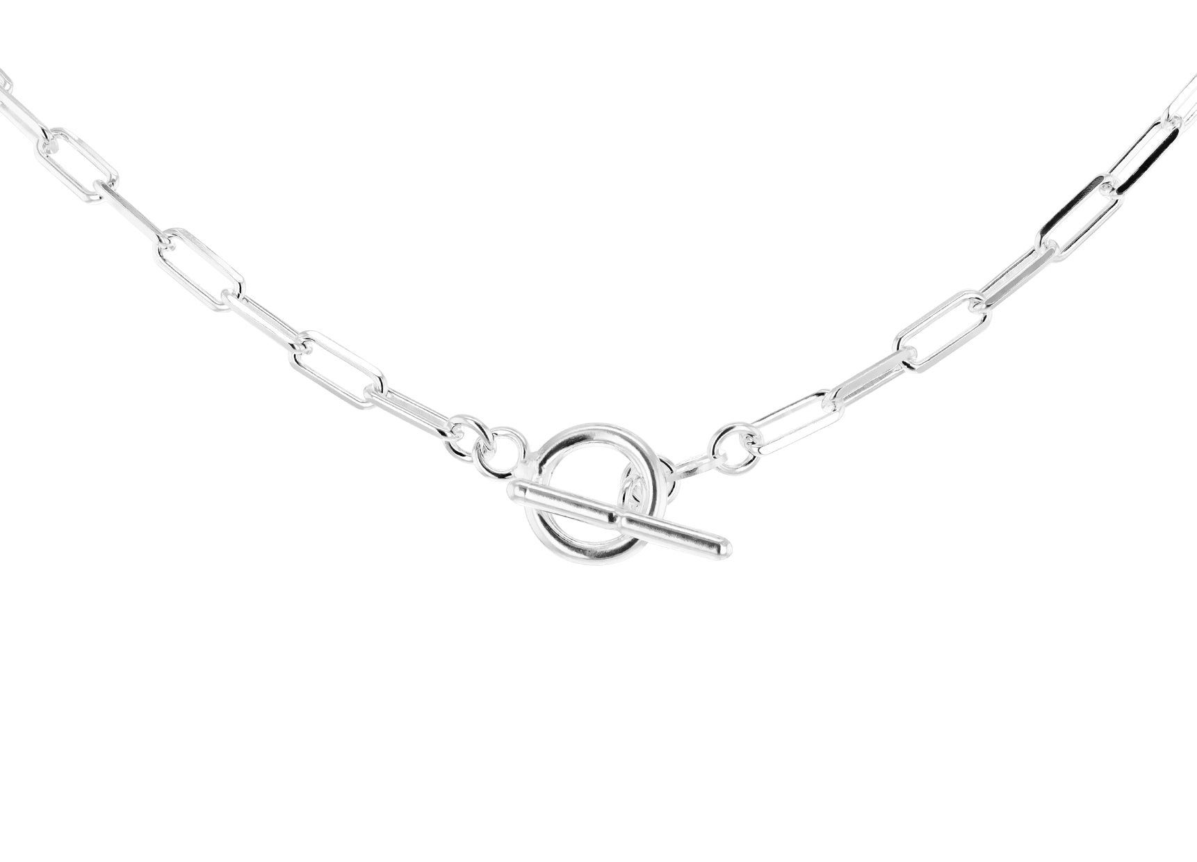 Sterling Silver Paper Chain T-Bar Necklace
