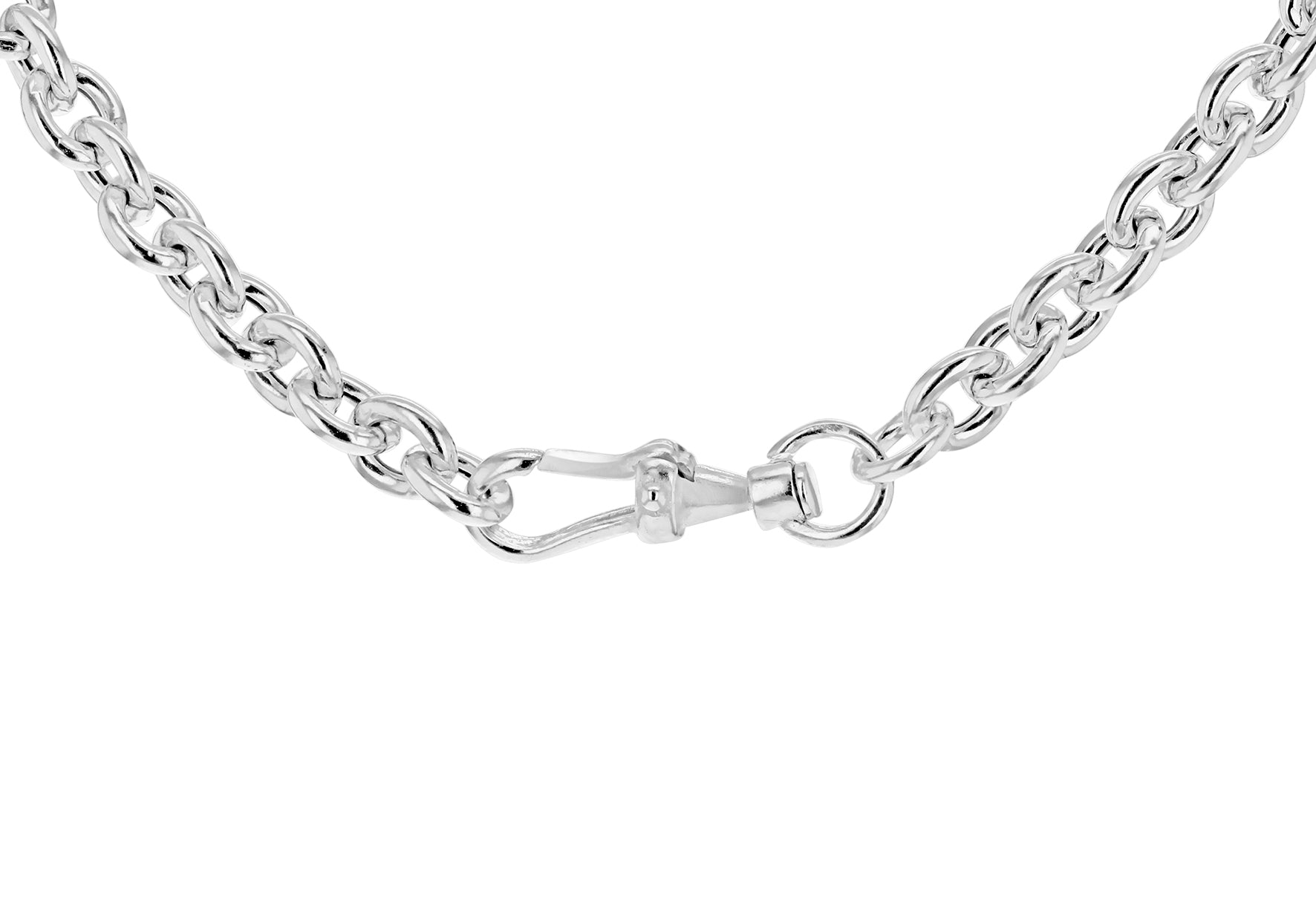 Sterling Silver T-Bar Belcher Chain Albert Clasp Necklace
