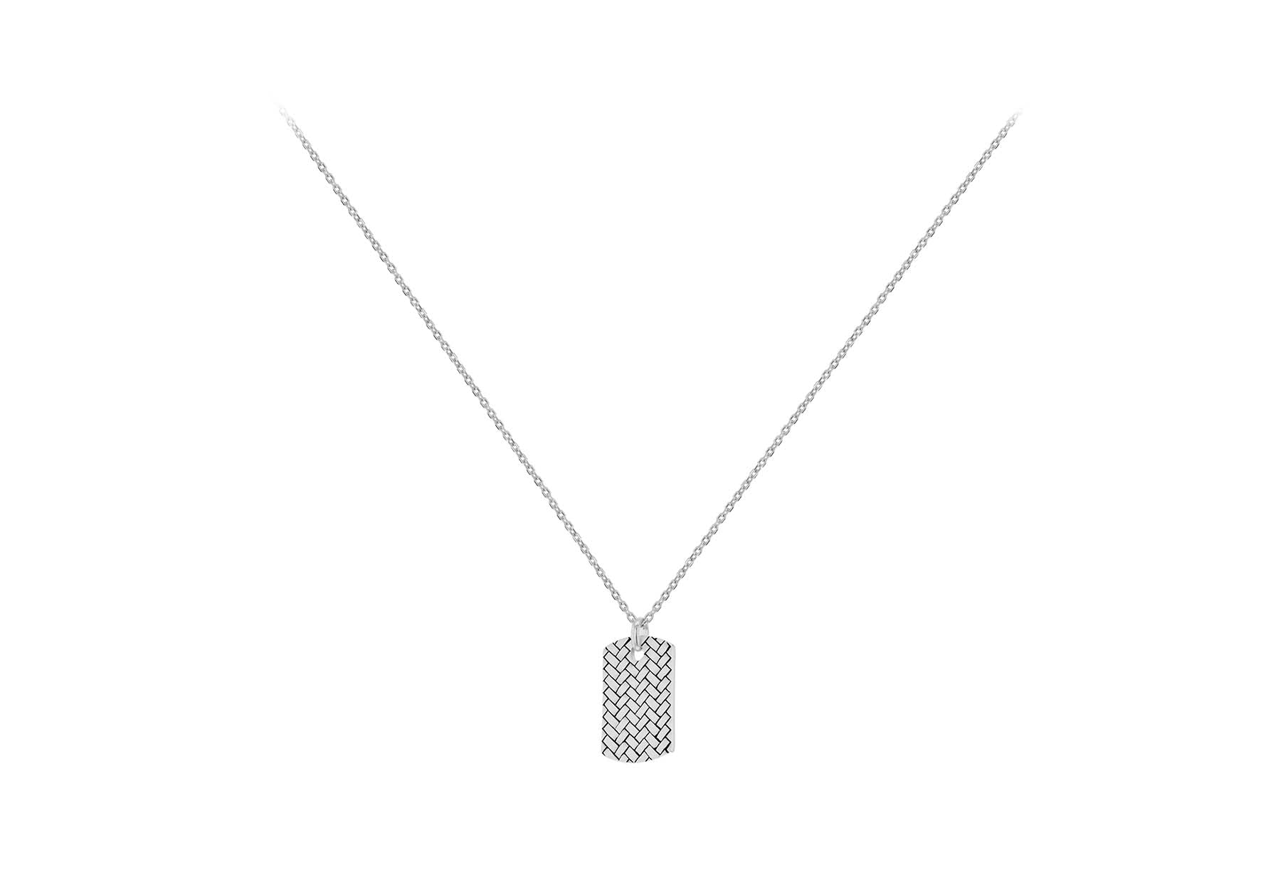 Sterling Silver Braided Dog Tag Necklace