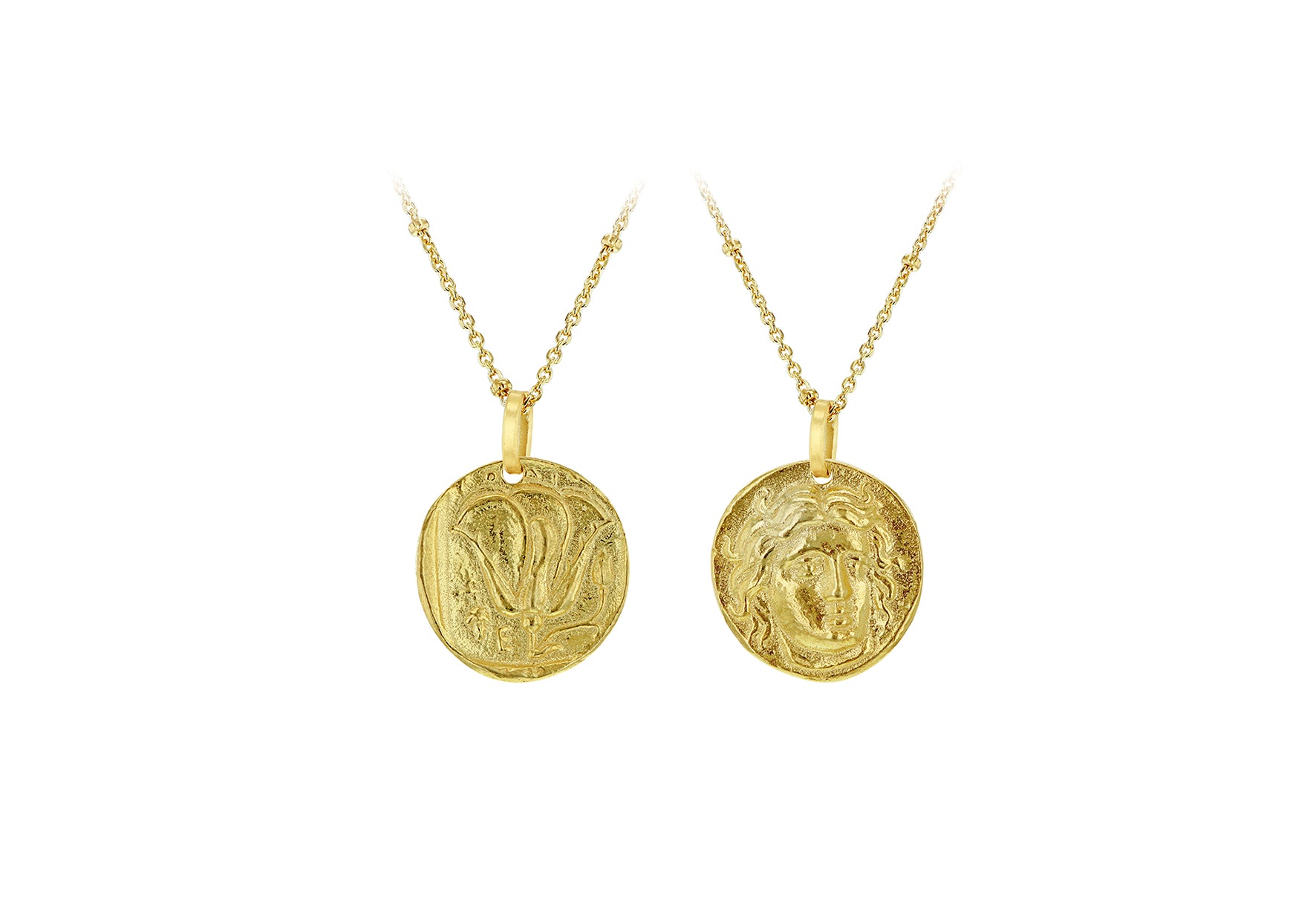 Gold Plated Sterling Silver Roman Coin Reversible Pendant Necklace
