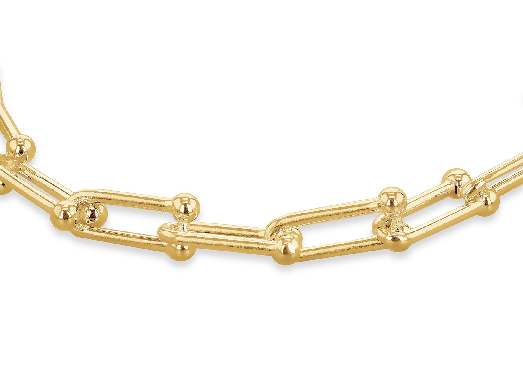 Gold Plated Sterling Silver Bar & Ball Links Chain Bracelet