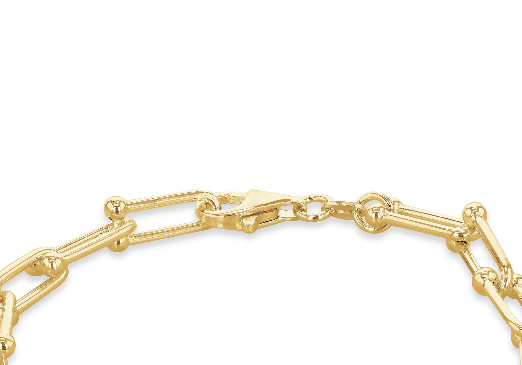 Gold Plated Sterling Silver Bar & Ball Links Chain Bracelet