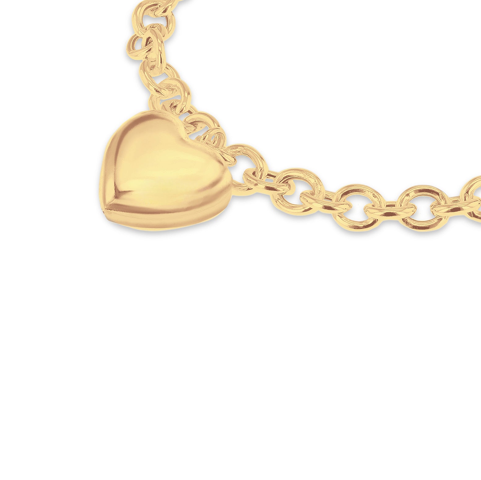 Yellow Gold Plated Sterling Silver Heart Charm Bracelet