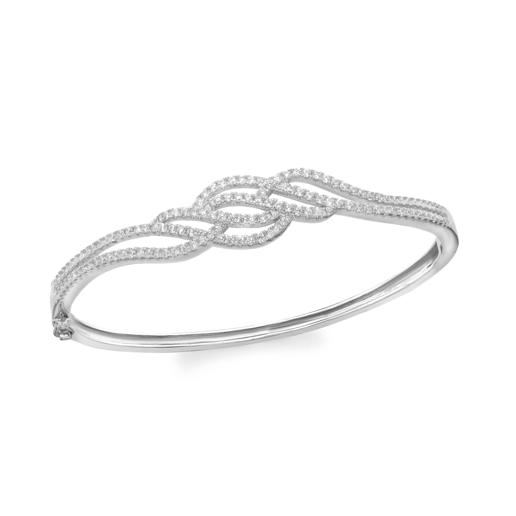 Sterling Silver Pavé Braided Knot Bangle