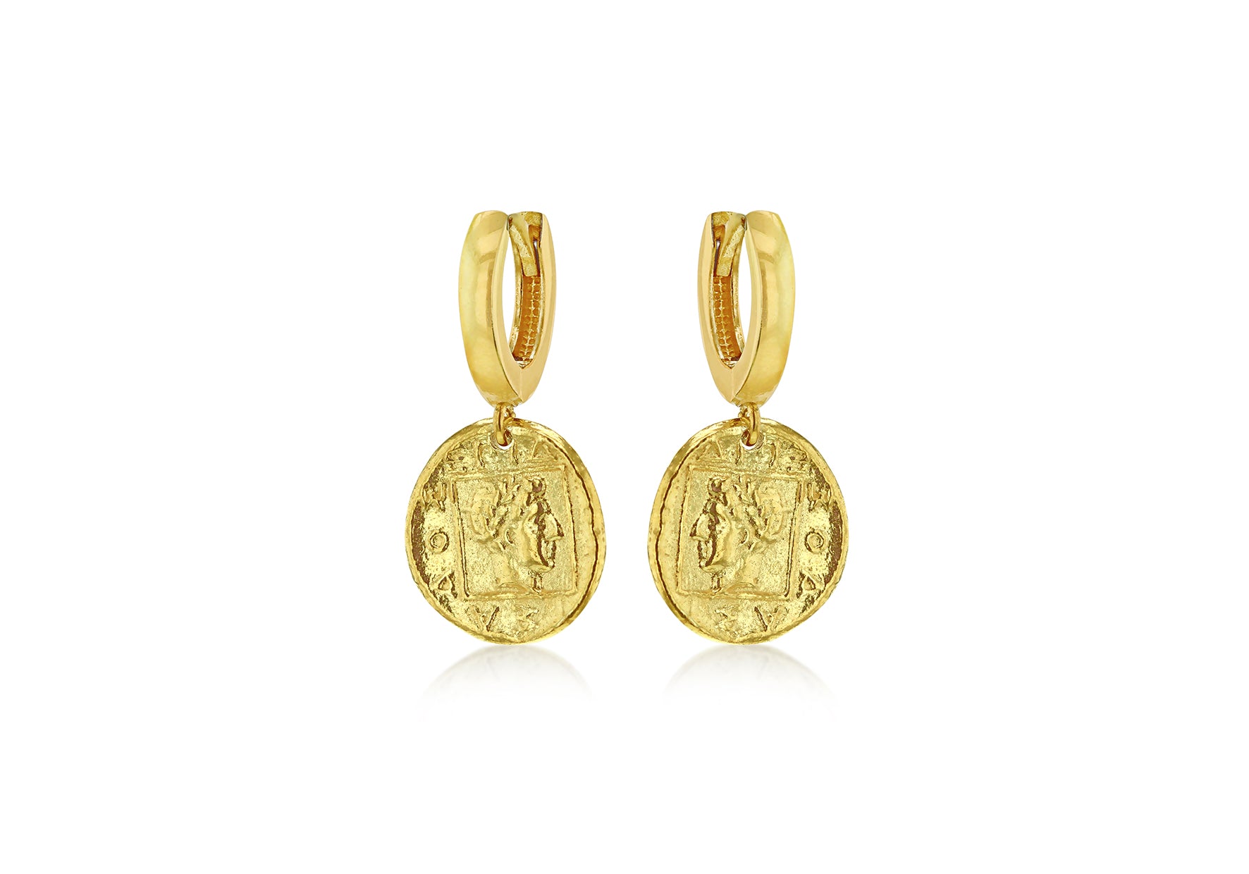 Gold Plated Sterling Silver Roman Coin Reversible Earrings