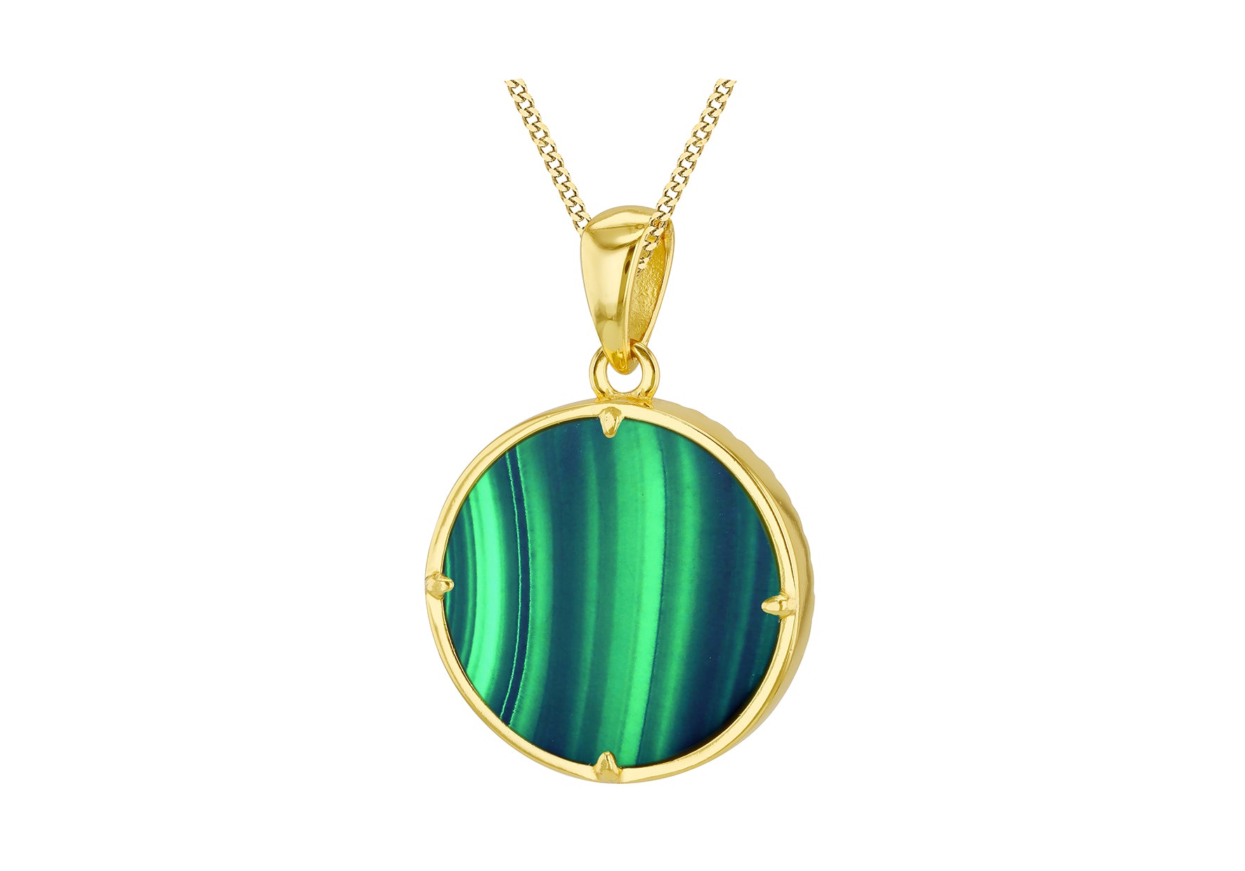 Gold Plated Sterling Silver Malachite Tree Of Life Pendant
