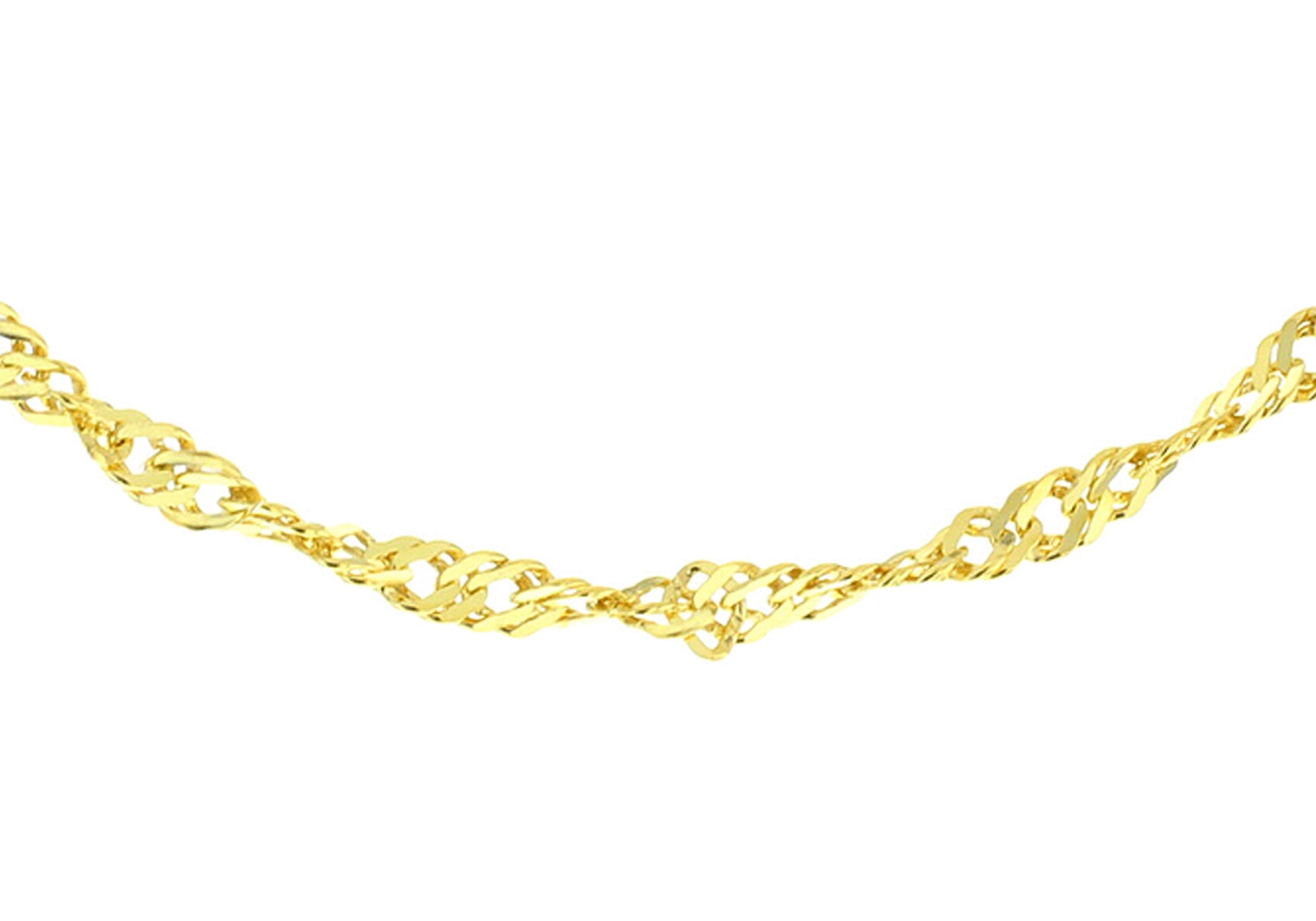 Sterling Silver 1 Micron Yellow Gold Plated Twist Curb Chain