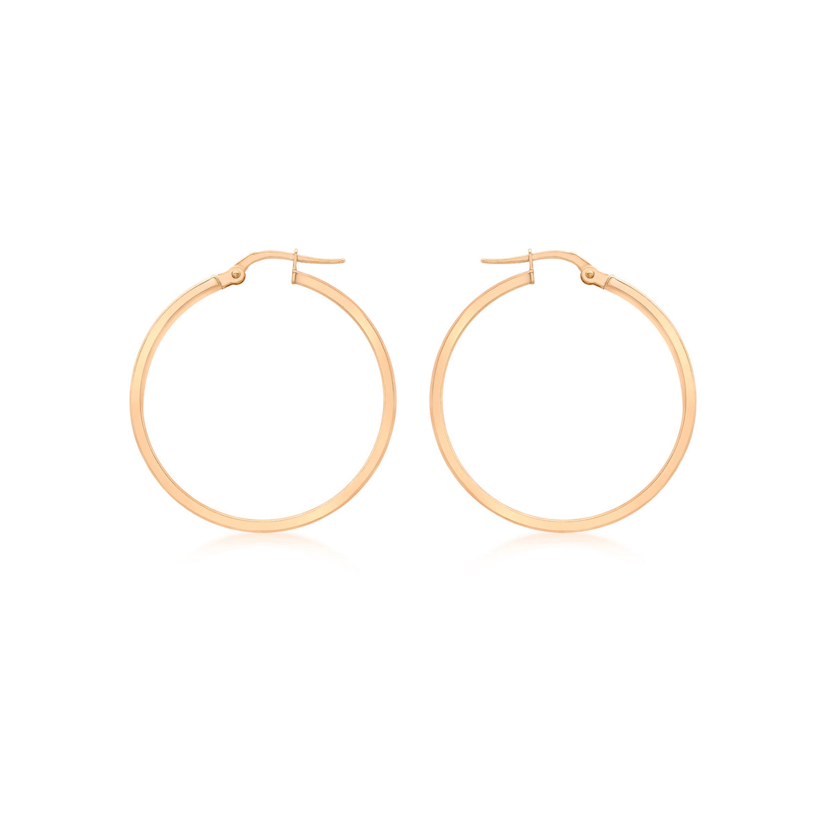 9ct Rose Gold Architectural Edge Hoop Earrings