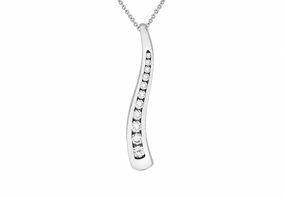 9ct White Gold 0.25ct Curved Diamond Slider Pendant