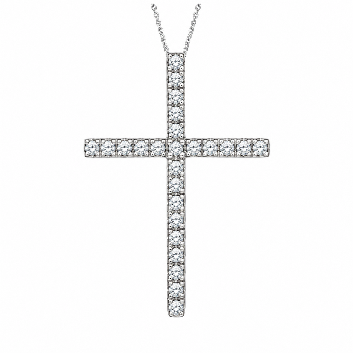 9ct White Gold 0.50ct Two-Piece Interlocked Diamond Cross Slider Pendant