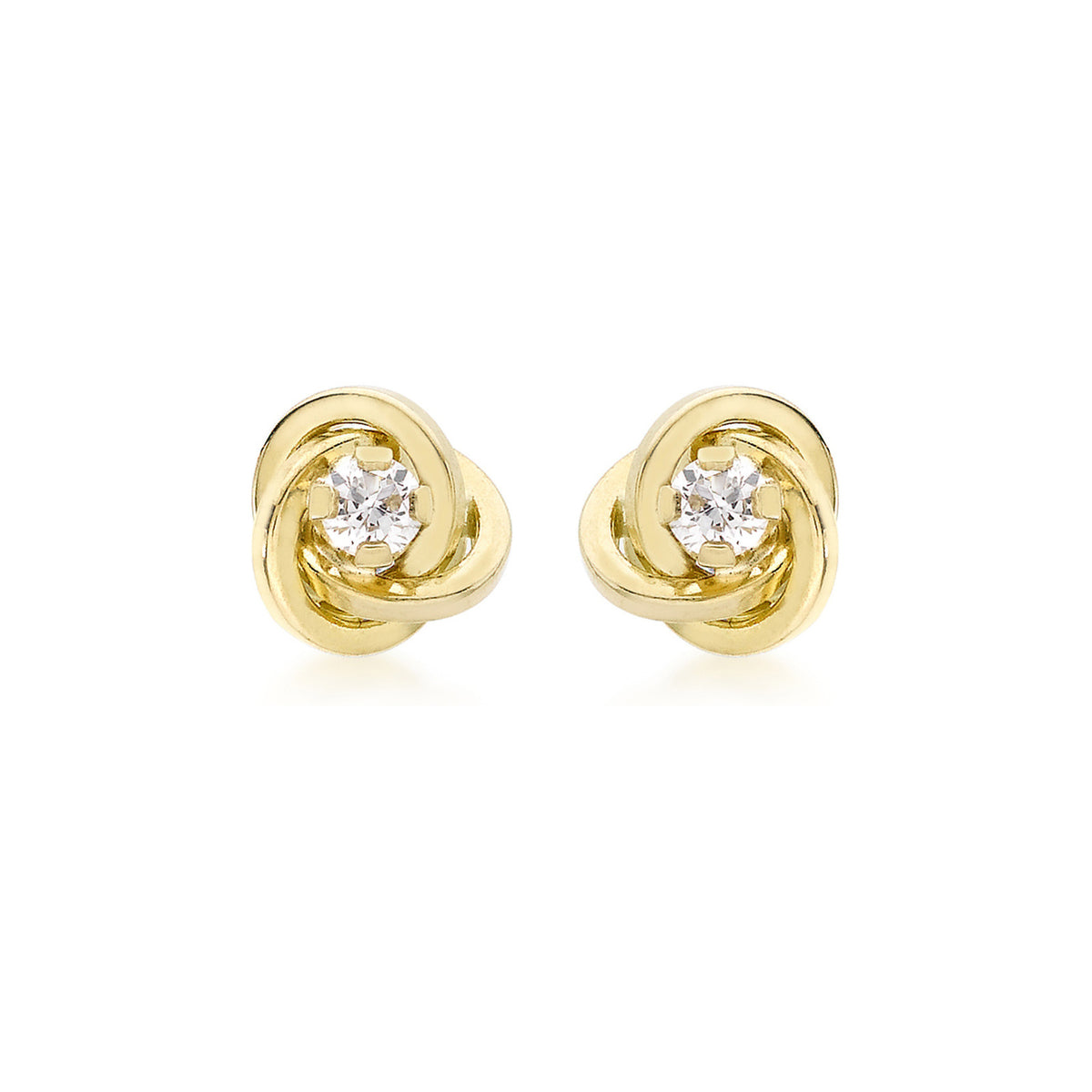 9ct Yellow Gold Zirconia Interlocking Twist Stud Earrings