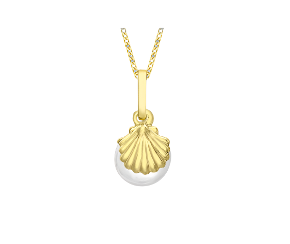 9ct Yellow Gold Shell & Freshwater Pearl Pendant