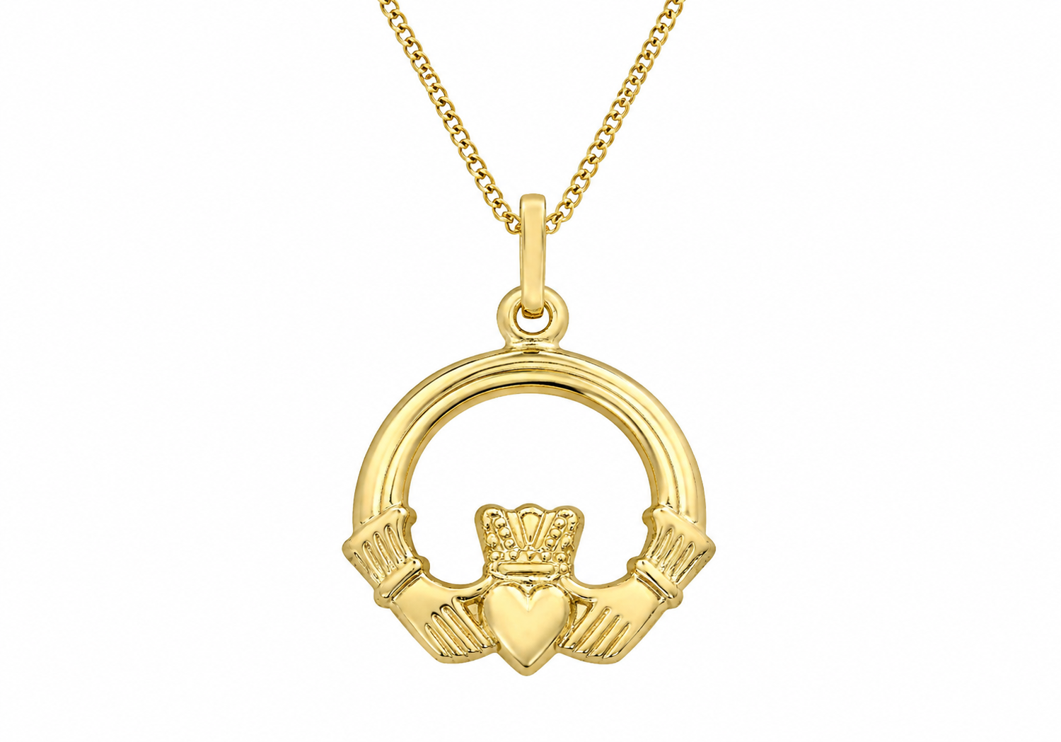 9ct Yellow Gold Claddagh Pendant