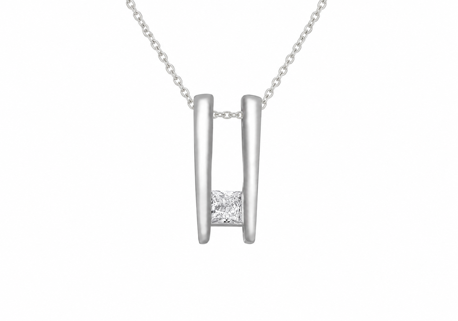 18ct White Gold 0.25ct Princess Cut Diamond Pendant