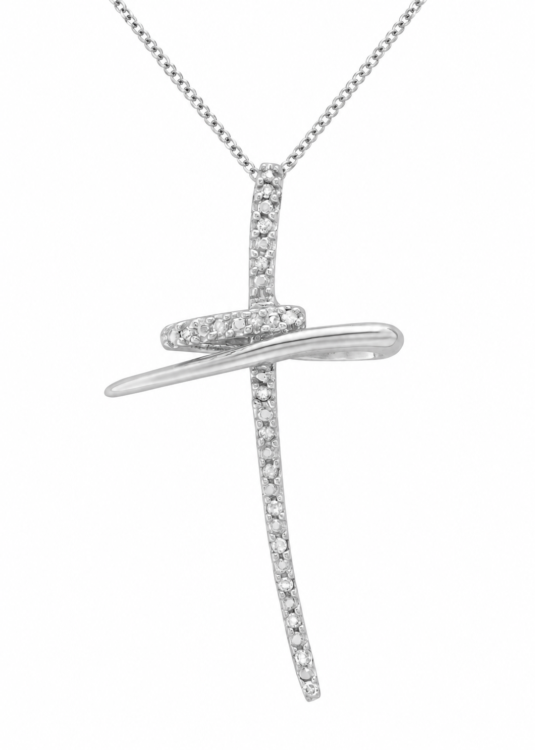 9ct Two-Tone Gold 0.20ct Diamond Cross Pendant