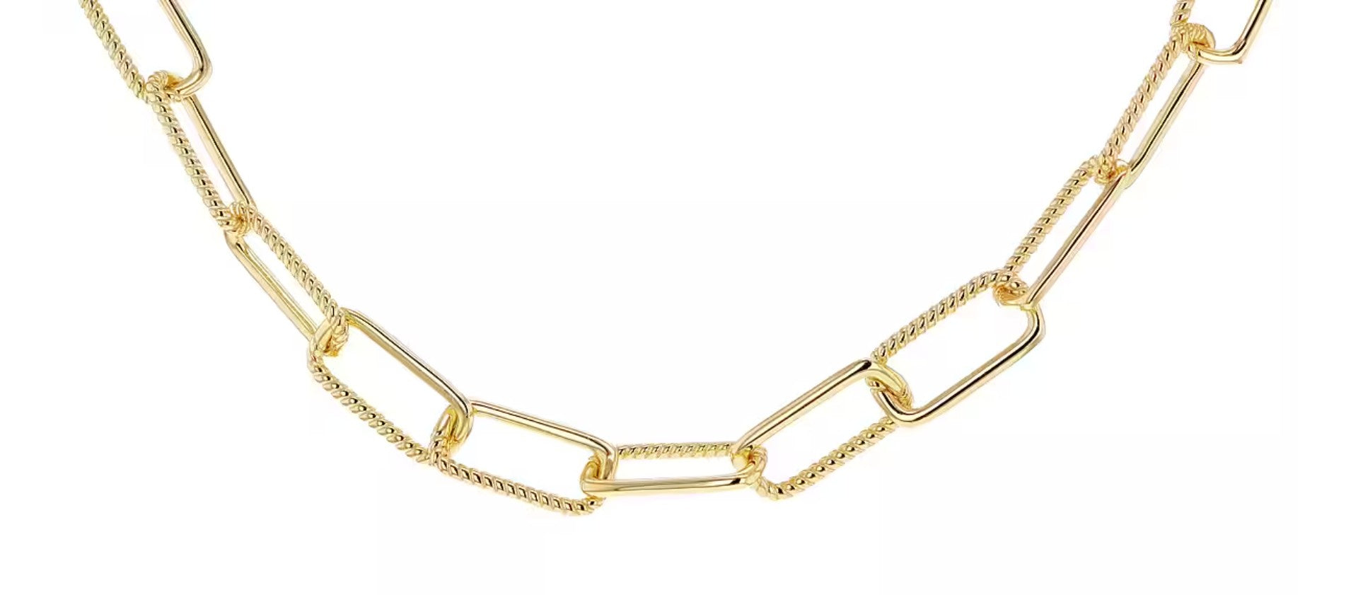 Gold Plated Sterling Silver Twist Link Paper Chain