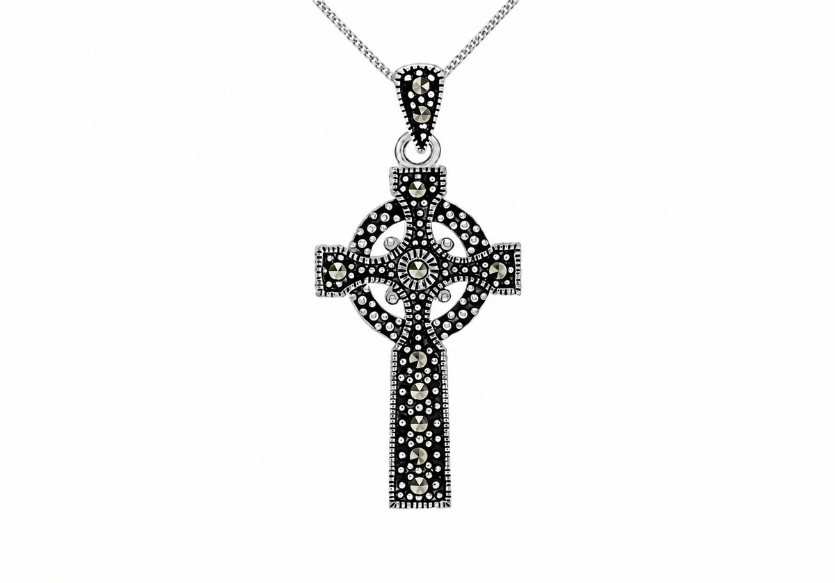 Sterling Silver Marcasite Celtic Cross Pendant