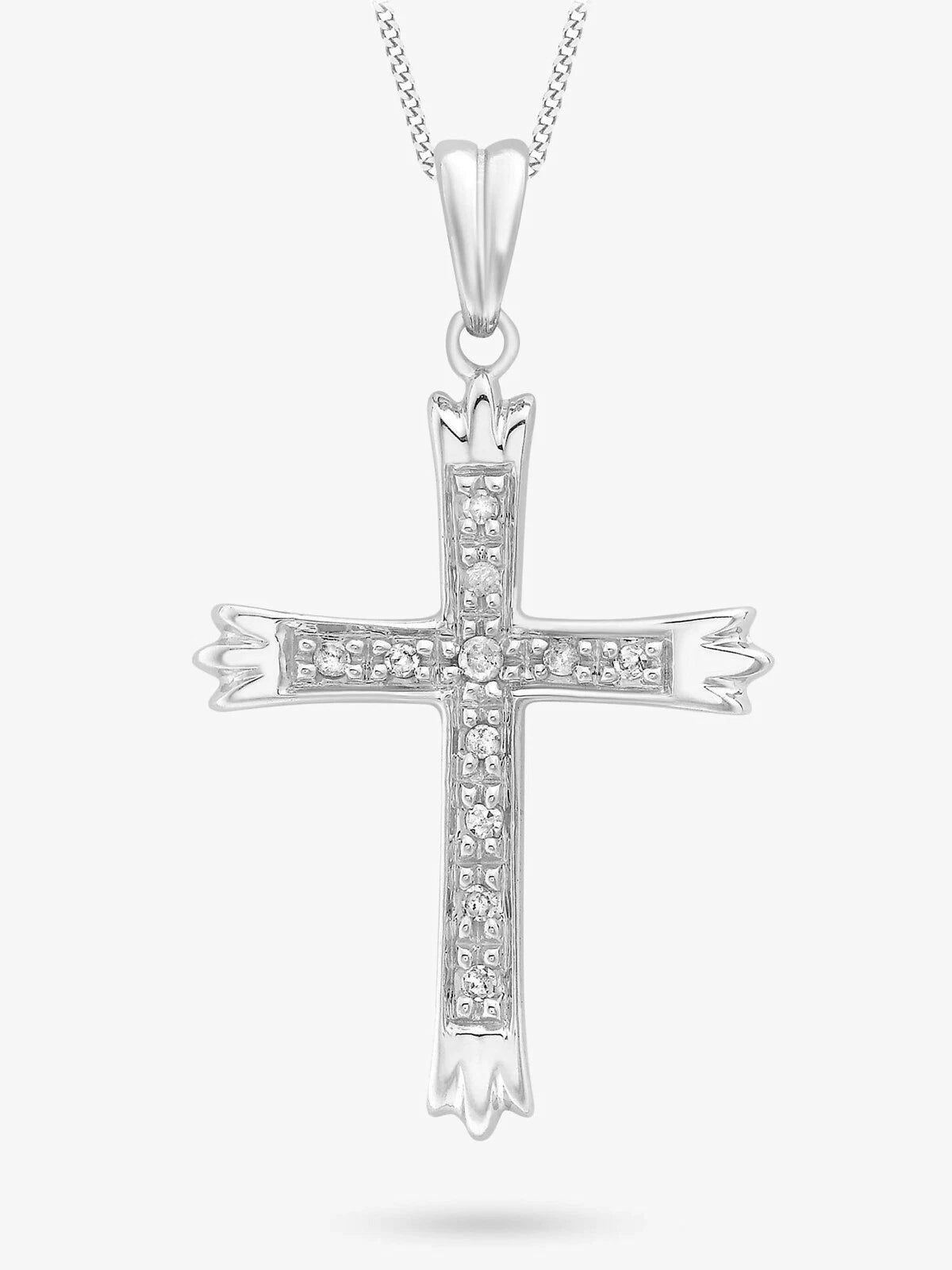 Висулка с диамантен кръст от 9ct бяло злато 0,05ct