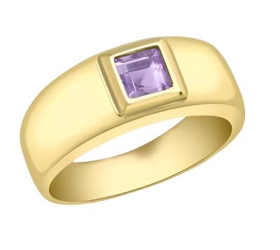 9ct Yellow Gold Amethyst Band Ring