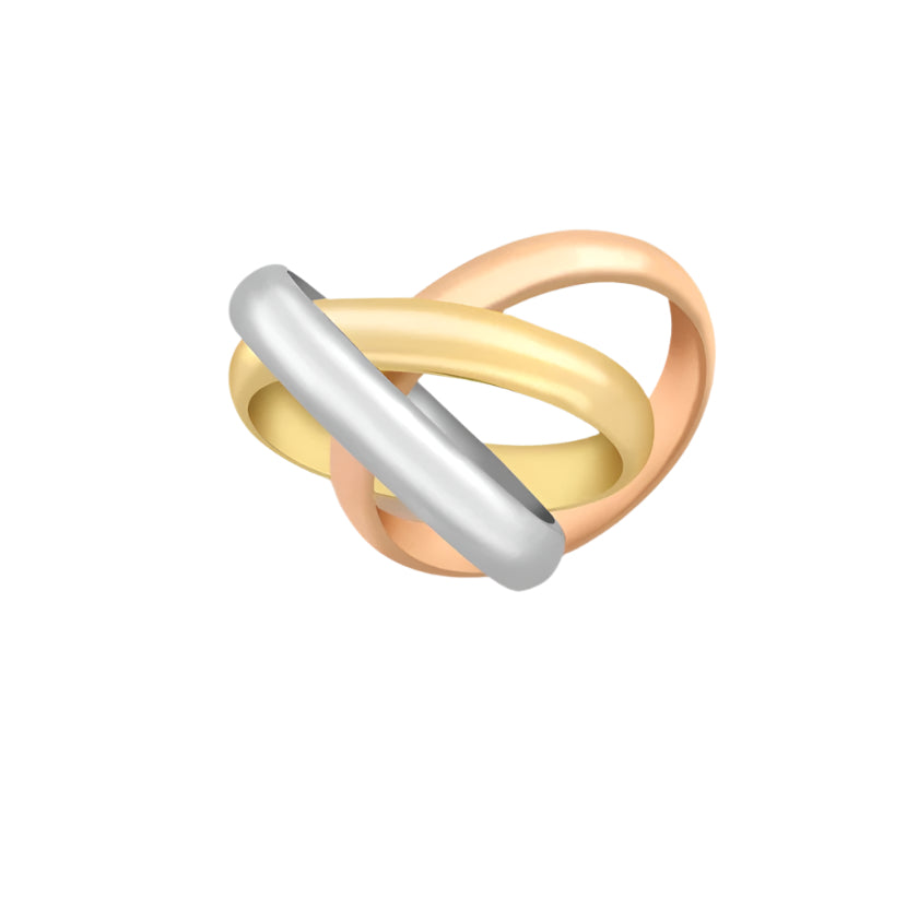 9ct 3-Tone Gold Large Russian Ring