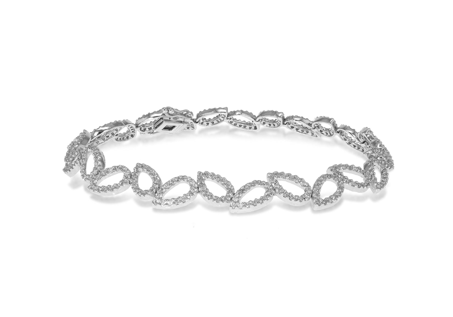 18ct White Gold 1.705ct Diamonds Leaf Link Bracelet