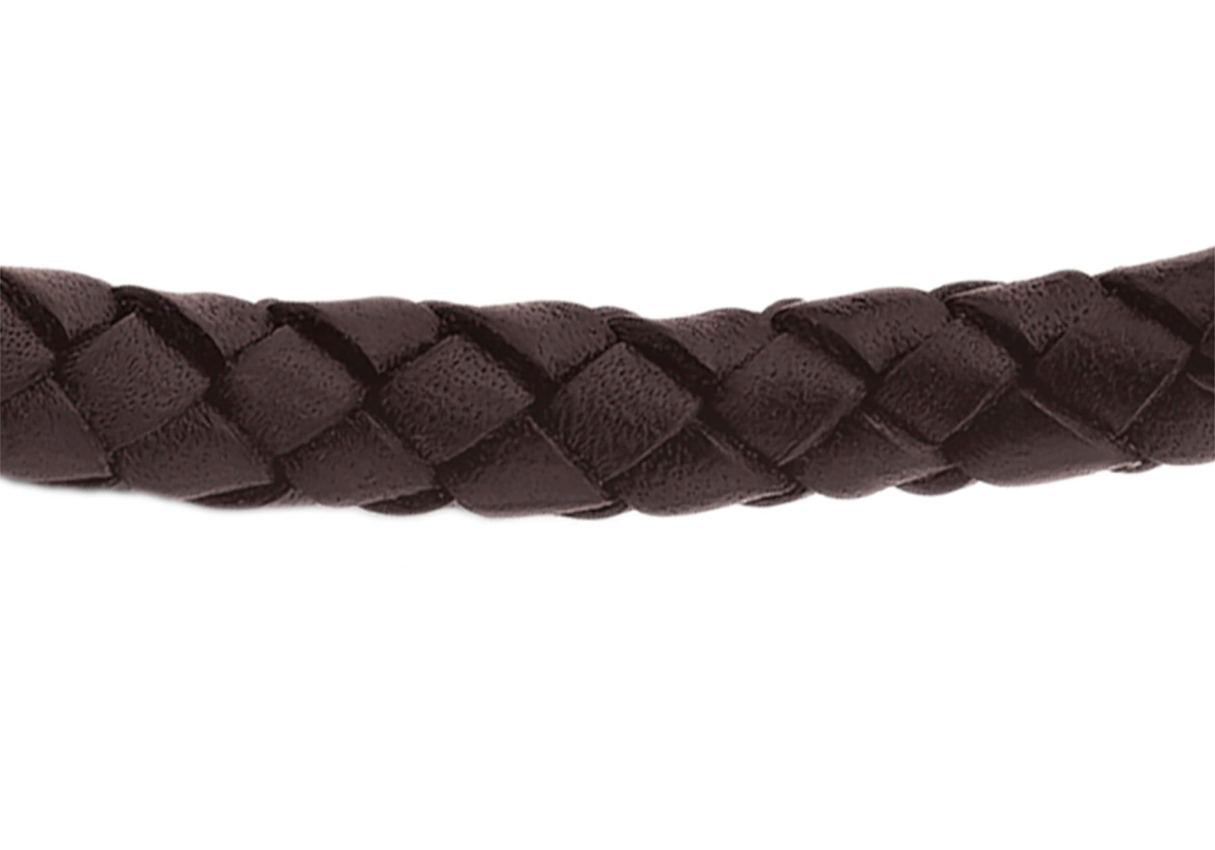 Hoxton London Men's Sterling Silver Twist Plaited Leather Silver Magnetic Bracelet