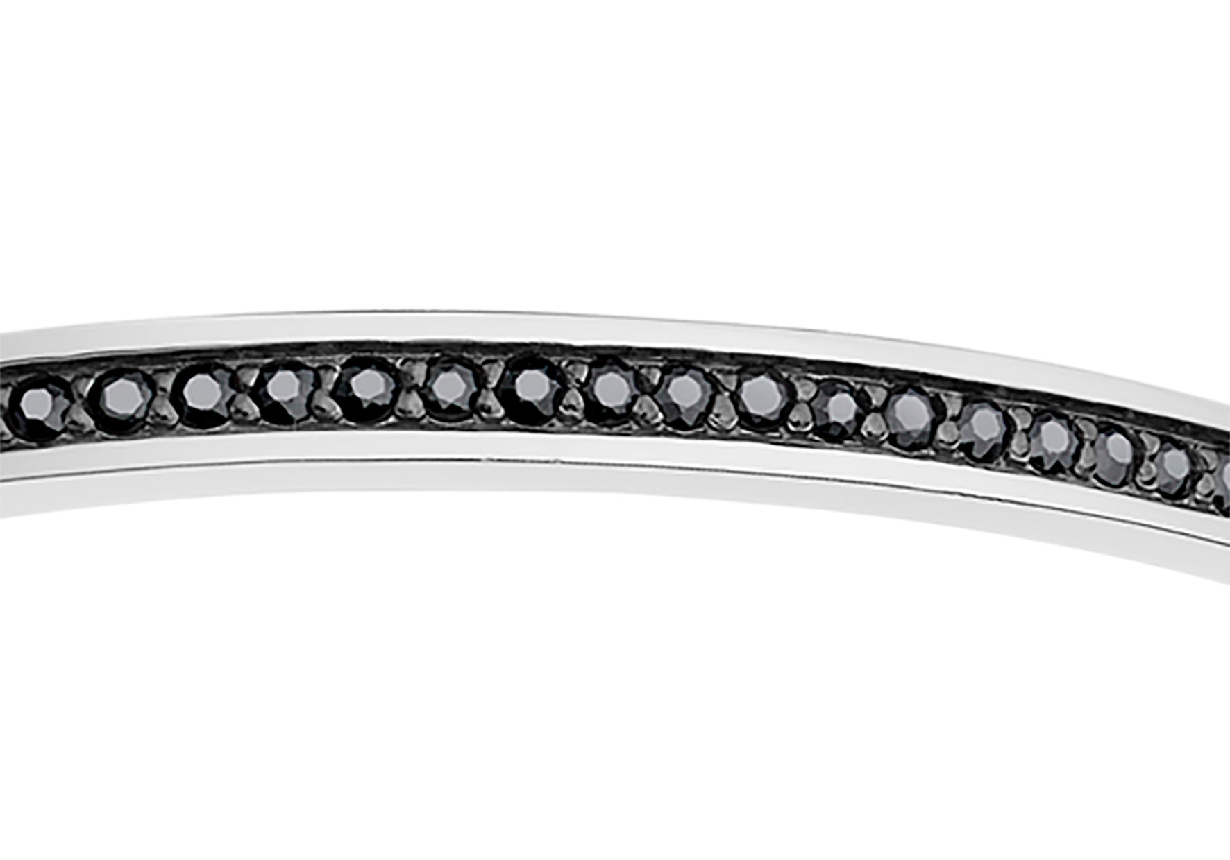 Hoxton London Men's Sterling Silver Black Sapphire Set Bangle