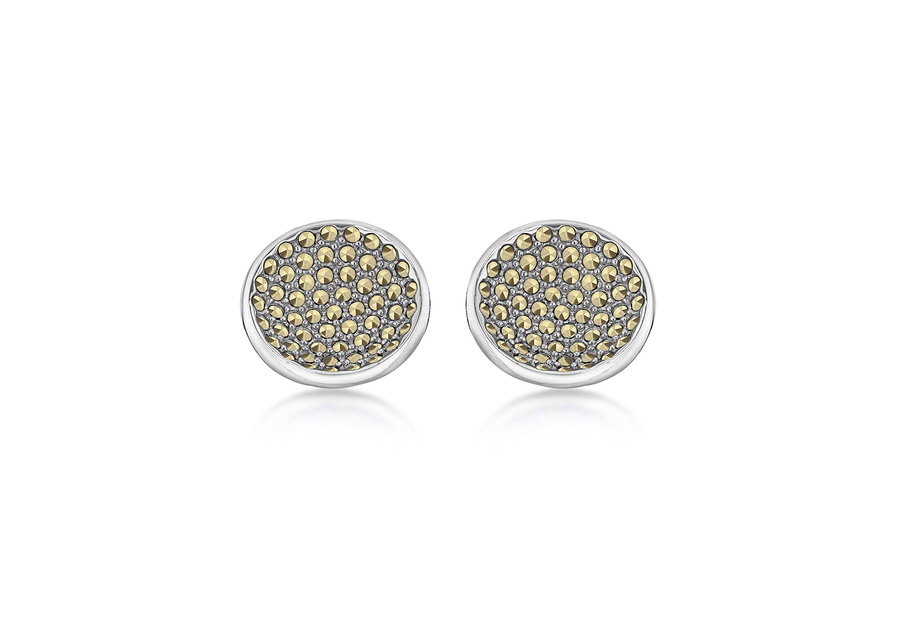 Hoxton London Men's Sterling Silver and Marasite Set Round Cufflinks