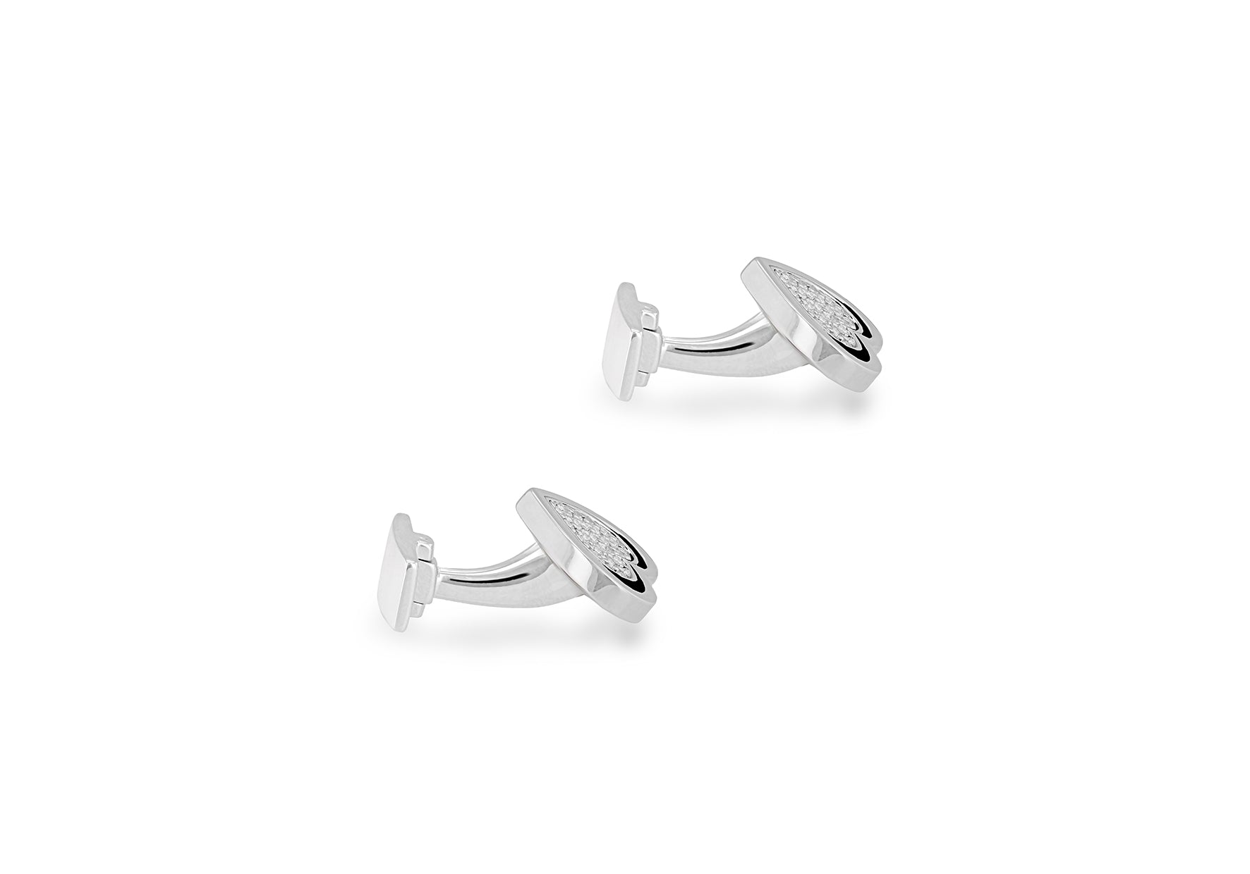 Hoxton London Men's Sterling Silver Heart Zirconia Cufflinks