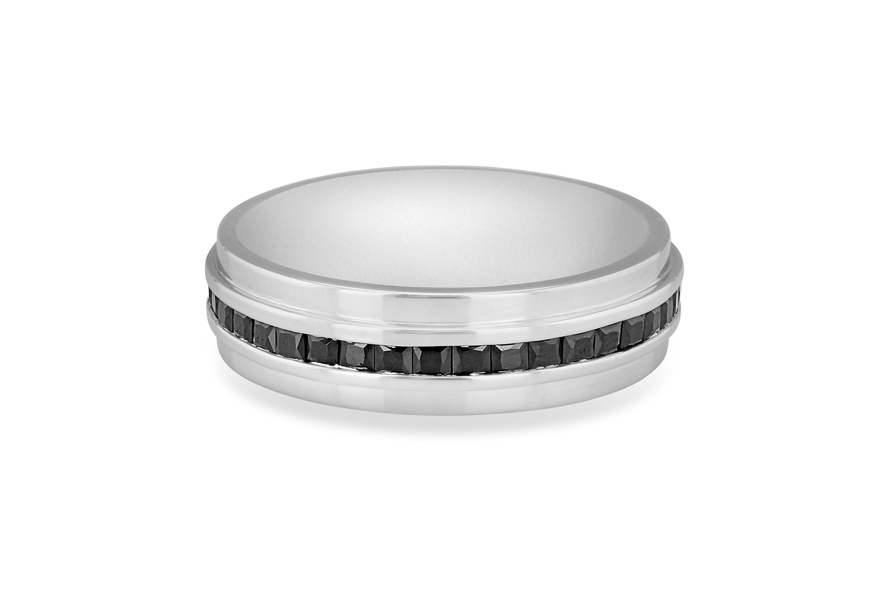 Hoxton London Men's Sterling Silver Stone Black Zirconia Ring