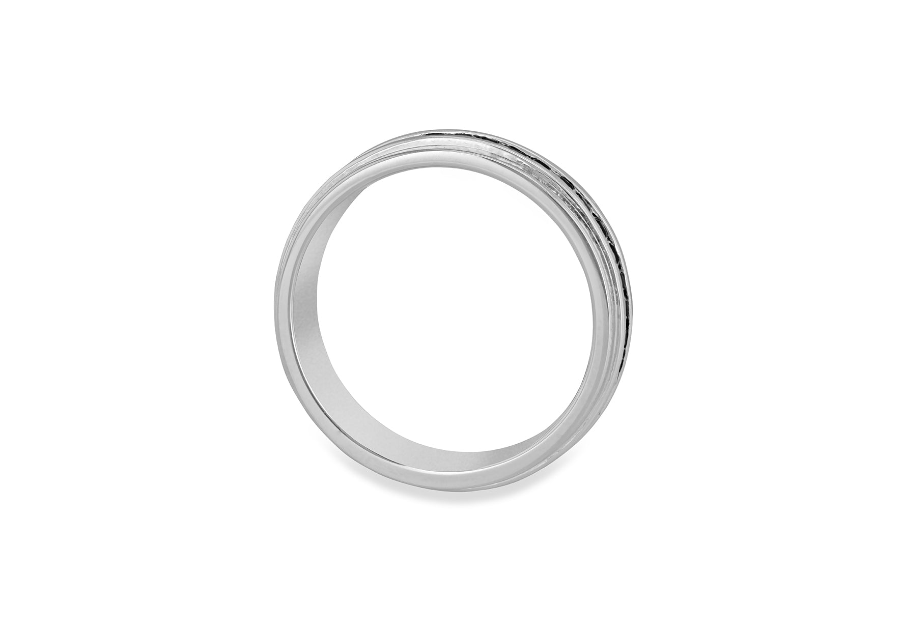 Hoxton London Men's Sterling Silver Stone Black Zirconia Ring