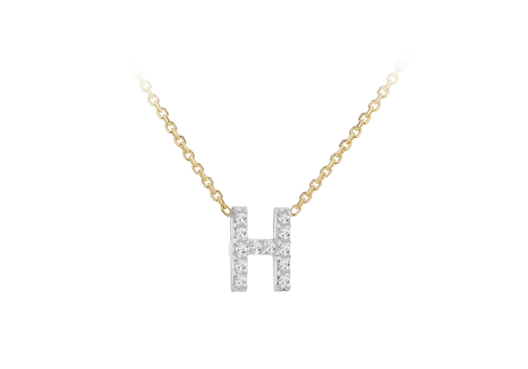 9ct Two-Tone Gold 00.5ct Diamond Initials Pendant Necklace