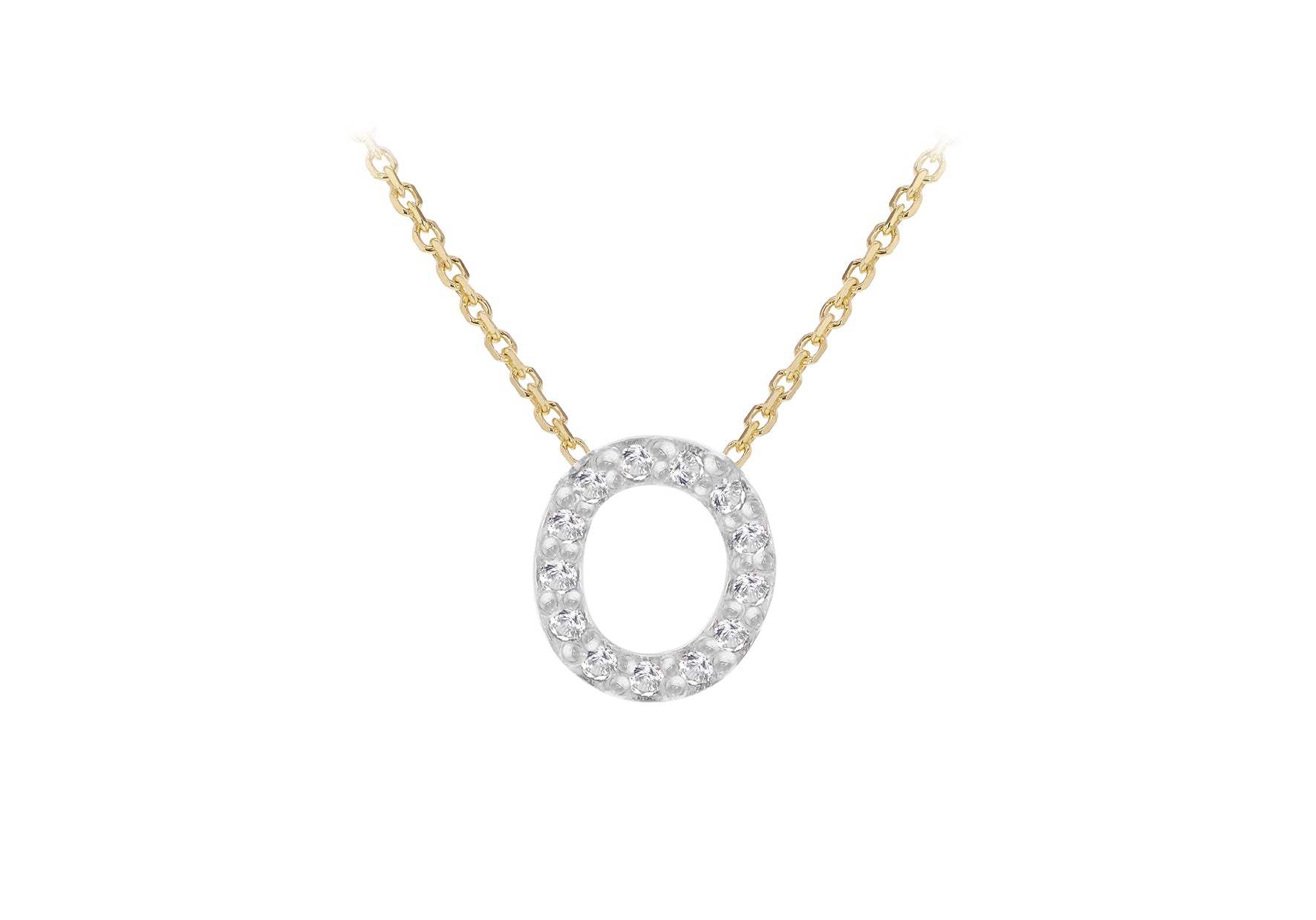 9ct Two-Tone Gold 00.5ct Diamond Initials Pendant Necklace