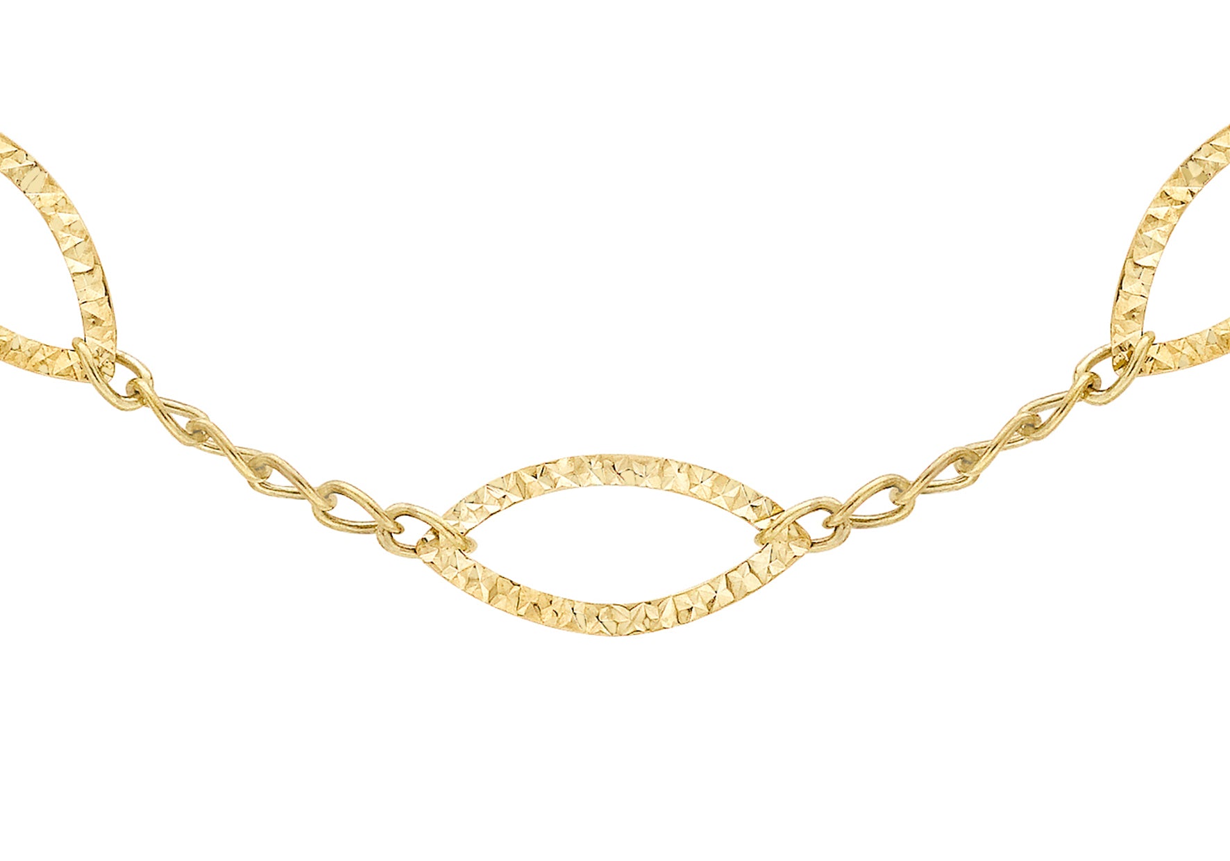 9ct Yellow Gold Diamond Cut Elliptic Link Necklace