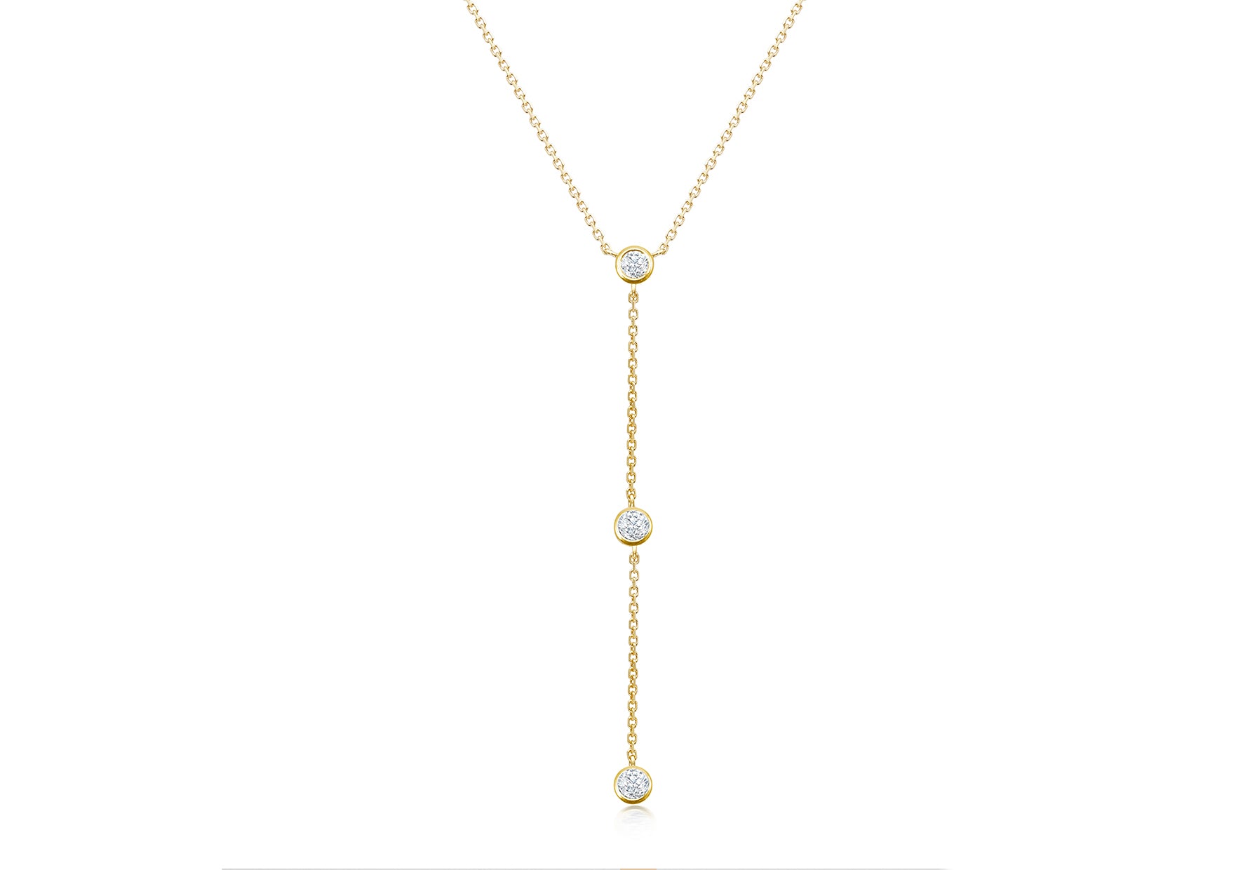 9ct Yellow Gold Tri-White Zirconia Y-Necklace