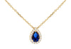 9ct Yellow Gold Pear Blue Zirconia Halo Necklace