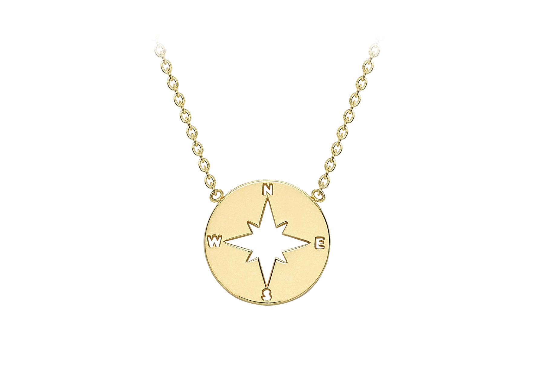 9ct Yellow Gold 9.8mm ompass Necklace 41m/16"-43m/17"9