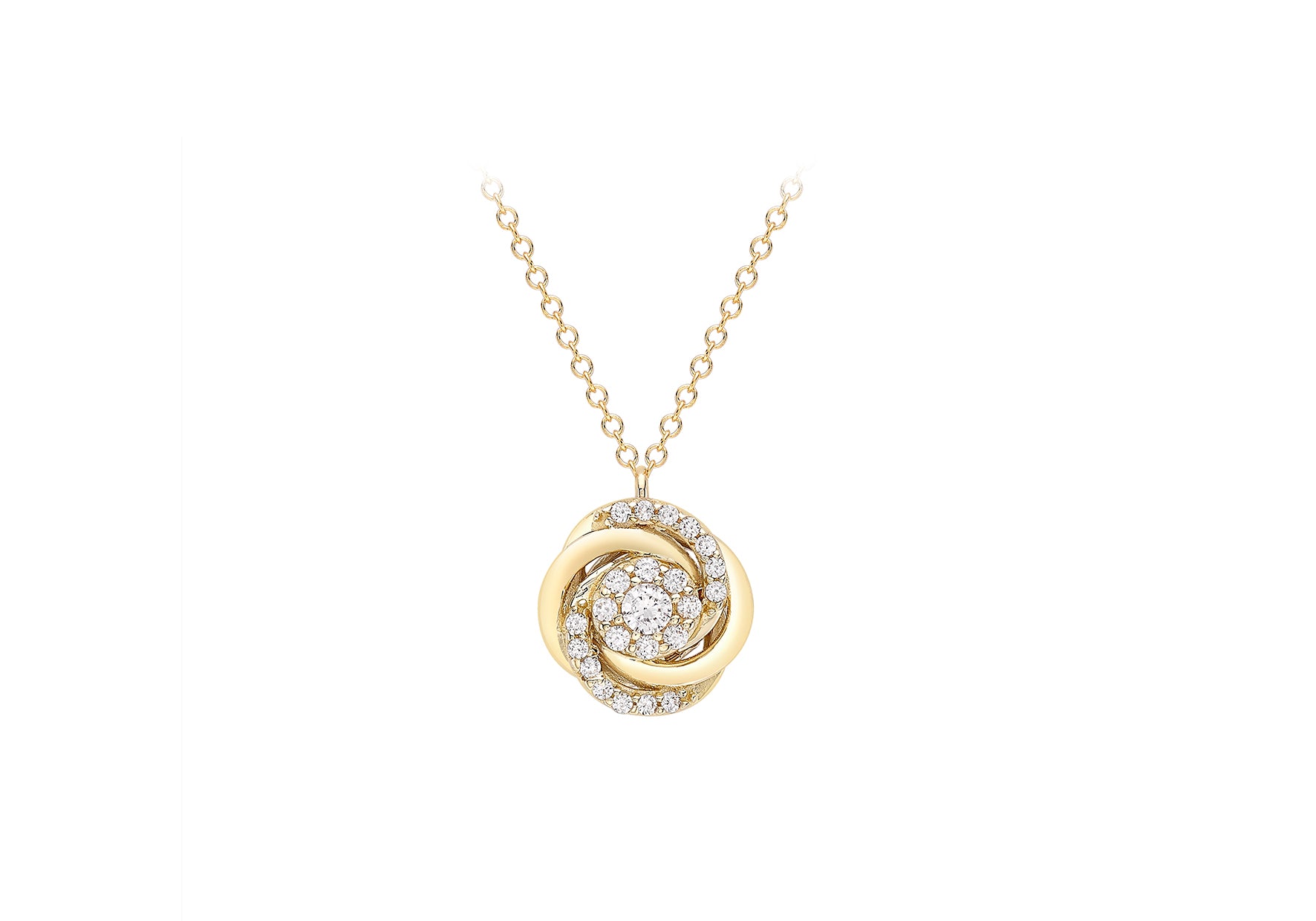 9ct Yellow Gold Zirconia 11mm x 13mm Rose Adjustable Necklace 43m/17"-46m/18"9
