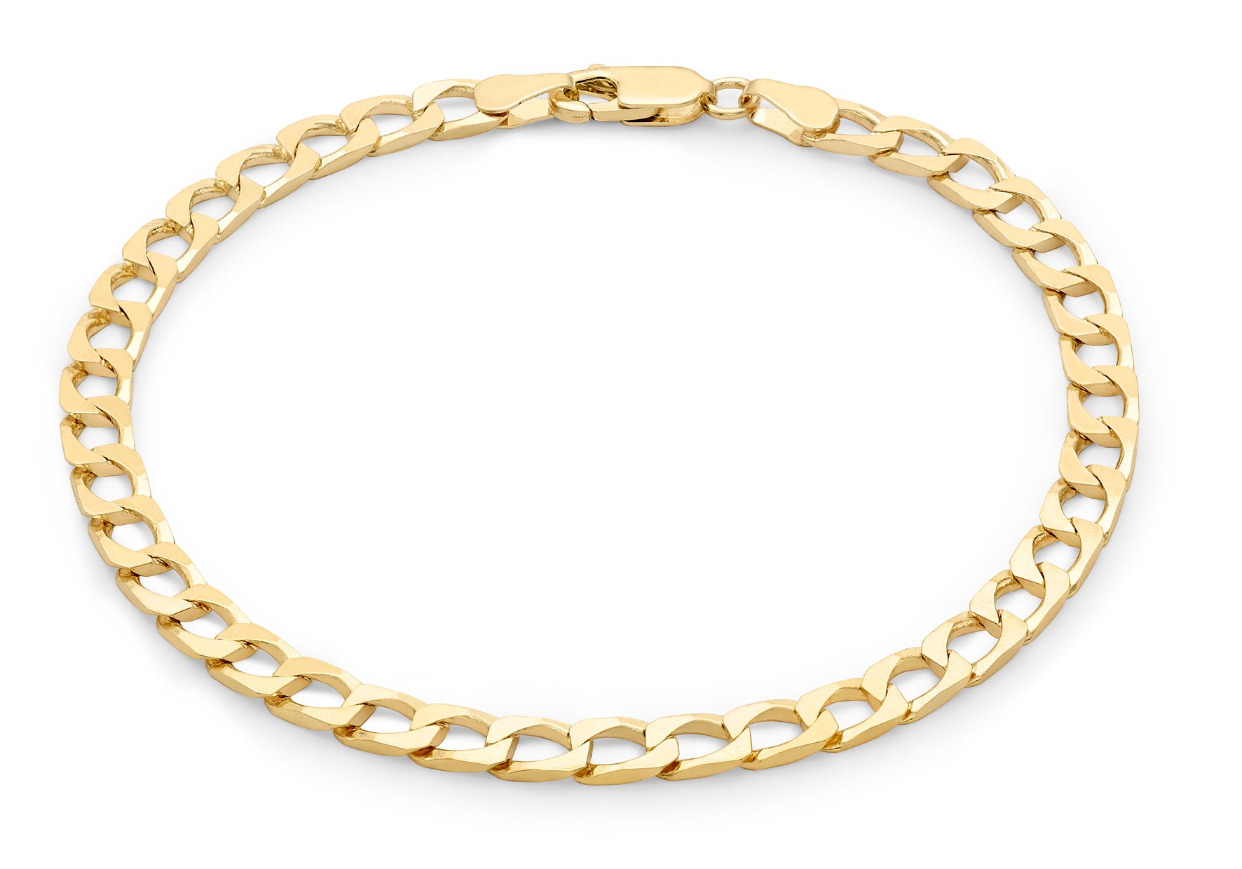 9ct Yellow Gold 140 Flat Square Curb Chain Bracelet
